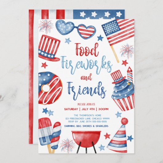 7月4日BBQ 招待状 (正面/裏面)