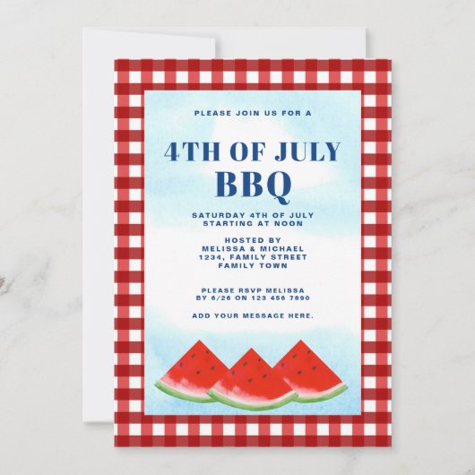 7月4日BBQ 招待状 (正面)