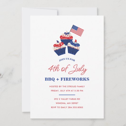 7月4日BBQ&Fireworksお祝い 招待状 (正面)