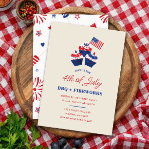 7月4日BBQ&Fireworksお祝い 招待状