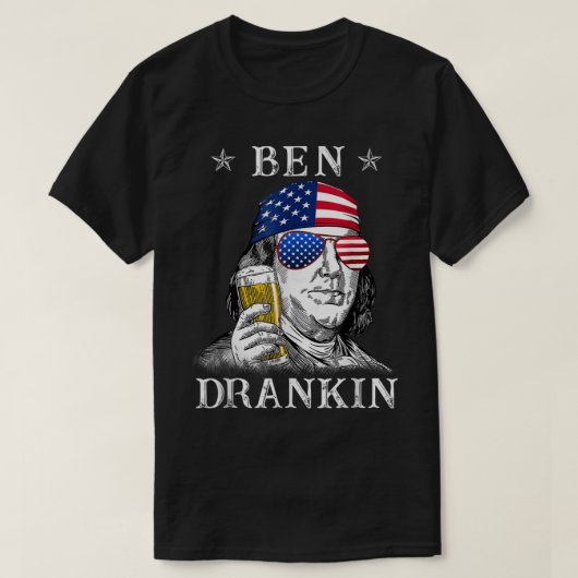 7月4日Ben Drankin Benjamin Franklin Beer Cos Tシャツ (デザイン正面)