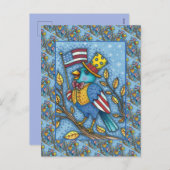 7月4日BLUEBIRD TWEET、アメリカ国旗USA シーズンポストカード (正面/裏面)