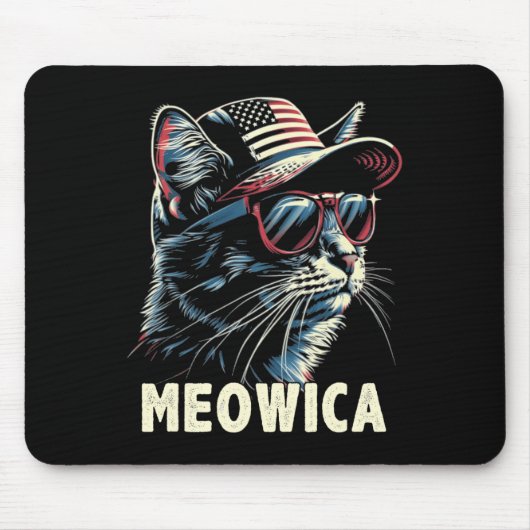 7月4日Cat Meowica猫好きアメリカ合衆国 マウスパッド (正面)