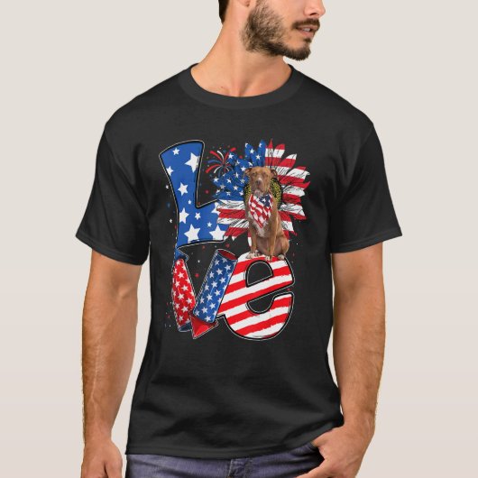 7月4日Decor Patriotic LOVEピットブル犬USA F Tシャツ (正面)
