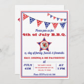 7月4日Eagle、Red、White、Blue BBQパーティー 招待状 (正面/裏面)