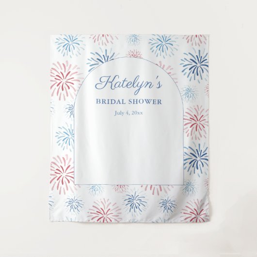 7月4日Fireworksブライダルシャワー写真の背景 タペストリー (正面)