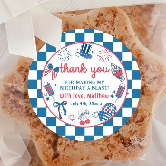 7月4日Fireworks誕生日ありがとうございましたステッカー ラウンドシール