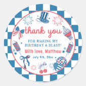 7月4日Fireworks誕生日ありがとうございましたステッカー ラウンドシール (正面)