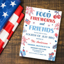 7月4日Fireworks America国旗BBQ招待状