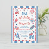7月4日Fireworks America国旗BBQ招待状 招待状 (スタンド正面)