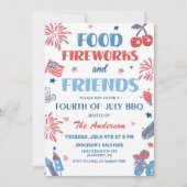 7月4日Fireworks America国旗BBQ招待状 招待状 (正面)