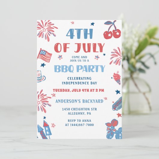 7月4日Fireworks BBQ招待状 招待状 (スタンド正面)