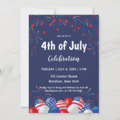 7月4日Fireworks Blueモダンパーティー 招待状 (正面)