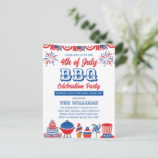 7月4日Fireworks Independence Day BBQ ポストカード (スタンド正面)