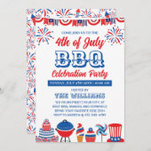 7月4日Fireworks Independence Day BBQ 招待状 (正面/裏面)