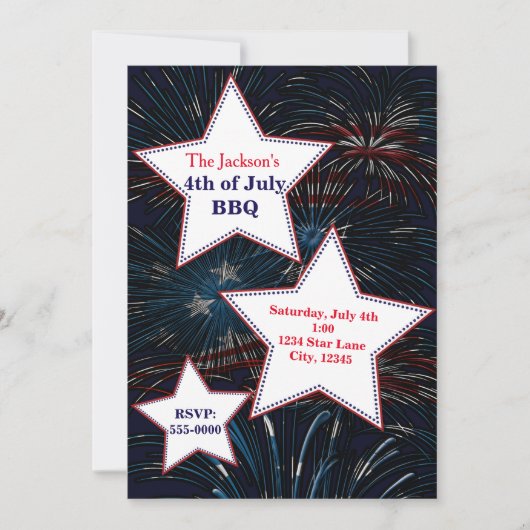 7月4日FIREWORKS & STARSパーティの招待状 招待状 (正面)