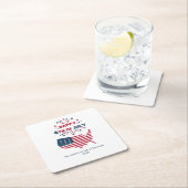 7月4日Fireworks USA赤白青国旗 スクエアペーパーコースター (インサイチュ)
