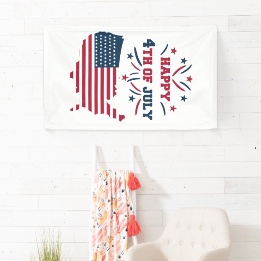 7月4日Fireworks USA赤白青国旗 横断幕 (インサイチュ)