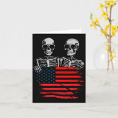 7月4日For Women Men American FlagスカルSkel カード (黄色い花)