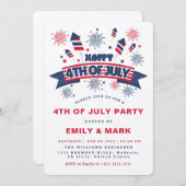 7月4日HAPPY 4 OF 7月 – パーティー 招待状 (正面/裏面)