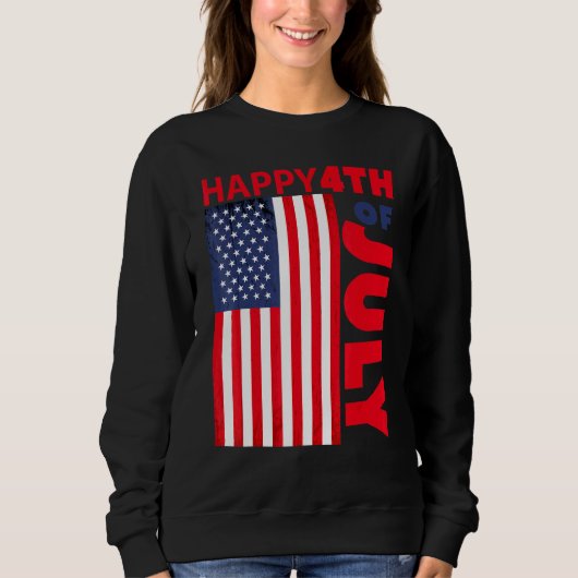 7月4日Happy 4 With Usa Flag スウェットシャツ (正面)