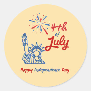 7月4日Happy Independence Day Roundステッカー ラウンドシール
