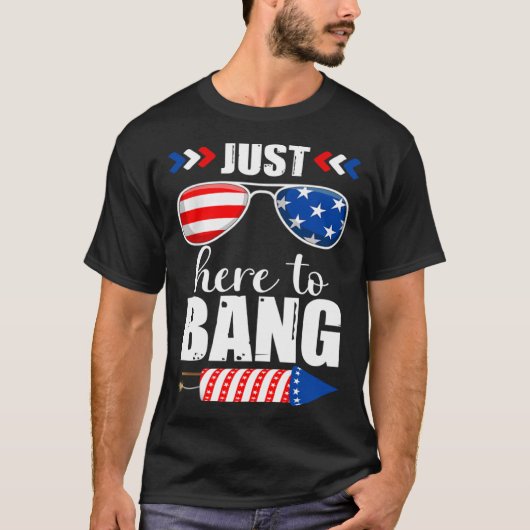 7月4日I M Just To Bang USA Flag Sunglas Tシャツ (正面)