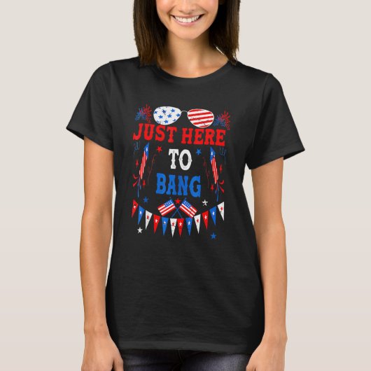 7月4日Im Just To Bang Usa Flag Sunglass Tシャツ (正面)
