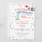 7月4日Little 恋しく思 Independent Any Age誕生日 招待状 (正面)