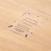 7月4日Little Firecrcker赤ちゃんシャワー アクリル招待状 (レイダウン)