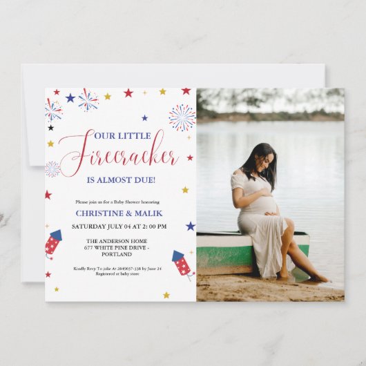 7月4日Little Firecrcker赤ちゃんシャワー 招待状 (正面)