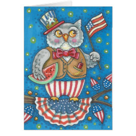7月4日PATRIOTIC OWL NOTE 空白の CARD