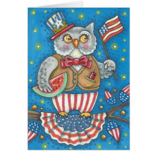 7月4日PATRIOTIC OWL NOTE 空白の CARD