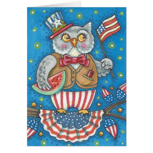 7月4日PATRIOTIC OWL NOTE 空白の CARD (正面)