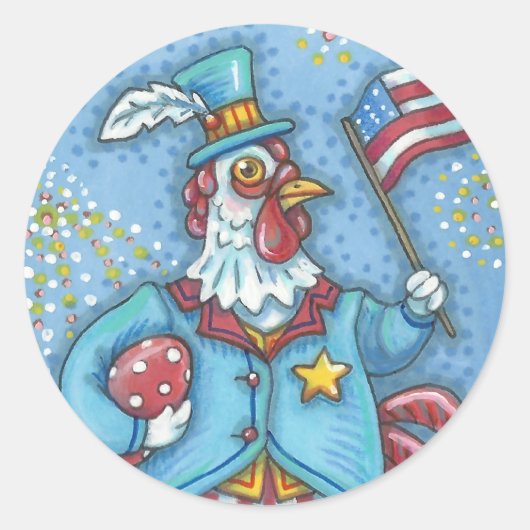 7月4日PATRIOTIC ROOSTER STICKERS RND *シート ラウンドシール (正面)