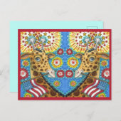 7月4日PATRIOTIC TWIN GIRAFFES、花火おもしろい シーズンポストカード (正面/裏面)