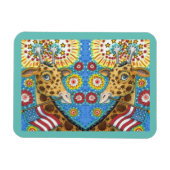 7月4日PATRIOTIC TWIN GIRAFFES、花火おもしろい マグネット (横)