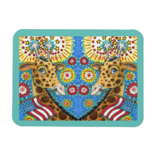 7月4日PATRIOTIC TWIN GIRAFFES、花火おもしろい マグネット