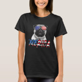7月4日Pug Dog Merica American Flag Patriotic Tシャツ (正面)