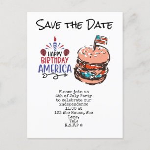 7月4日Save the Date Independence DayパーティーP ポストカード