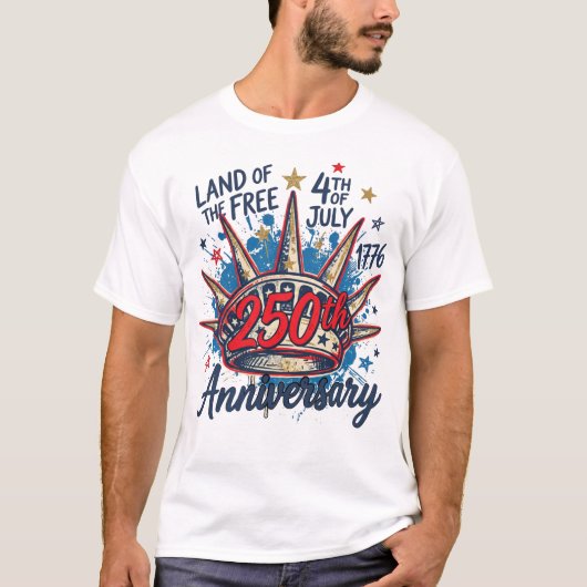 7月4日Tシャツ250周年記念Tシャツ Tシャツ (正面)