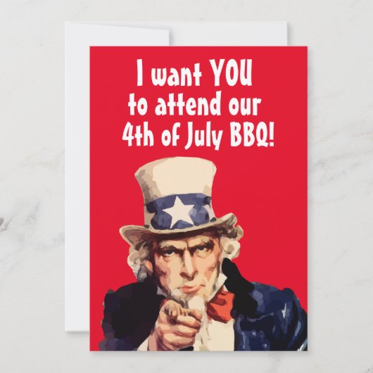 7月4日UNCLE SAME BBQパーティーカスタム招待状 招待状 (正面)