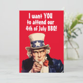 7月4日UNCLE SAME BBQパーティーカスタム招待状 招待状 (スタンド正面)