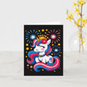 7月4日Unicorn Girls Kids toddlerかわいいアメリカ カード (黄色い花)