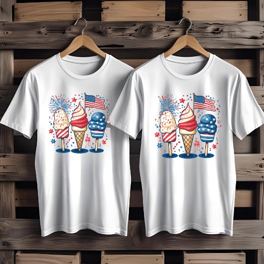 7月4日USAアイスクリーム花火 Tシャツ