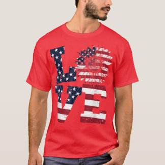 7月4日USA愛ひまわり愛国心アメリカ Tシャツ