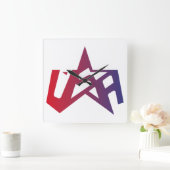 7月4日usa/eeuu texto simplificado by Masanser スクエア壁時計 (ホーム)