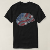7月4日USA LIPS国旗きらきら光るRhinestone Men woman Tシャツ (デザイン正面)