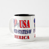 7月4日USA Tシャツラウンドステッカークラシックコフ ツートーンマグカップ (正面左)