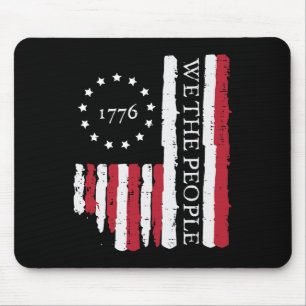 7月4日We the People Us Flag 1776愛国心のある男性 マウスパッド